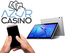 logo azur casino + smartphone + tablette
