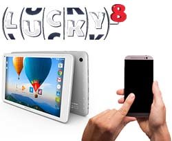 logo lucky8 + smartphone + tablette