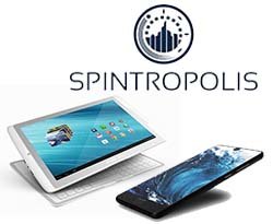 logo spintropolis + smartphone + tablette